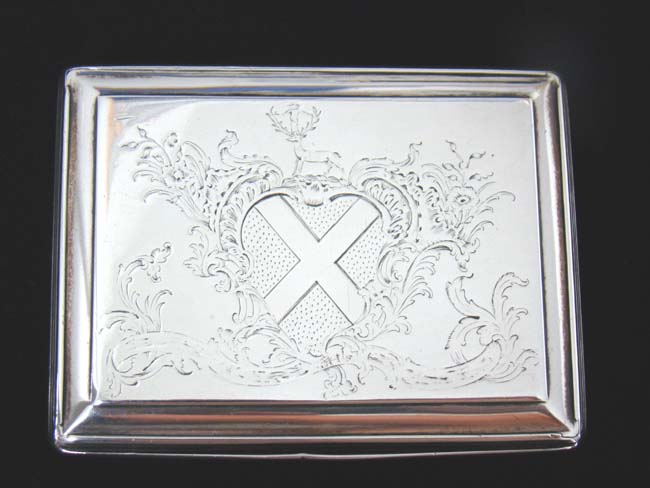A fine late 18th century engraved English Silver Tobacco Box with presentation inscription